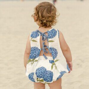 Pink Chicken Blue Hydrangeas